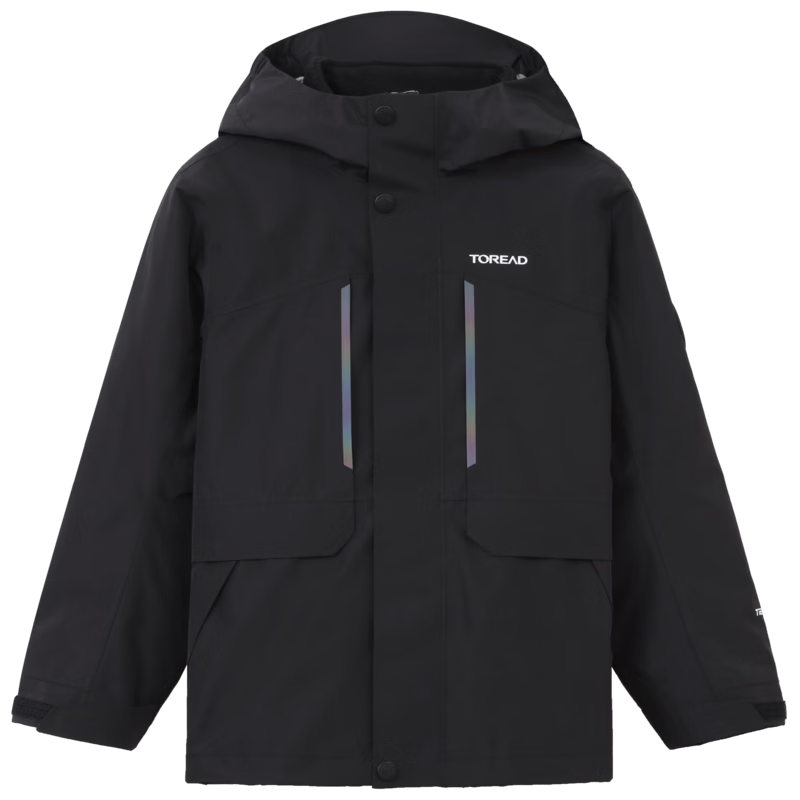 TOREAD 2024 New Children's Outdoor Jacket, Fleece-Lined Windproof Breathable Coat QAWWBM93261 Black 150