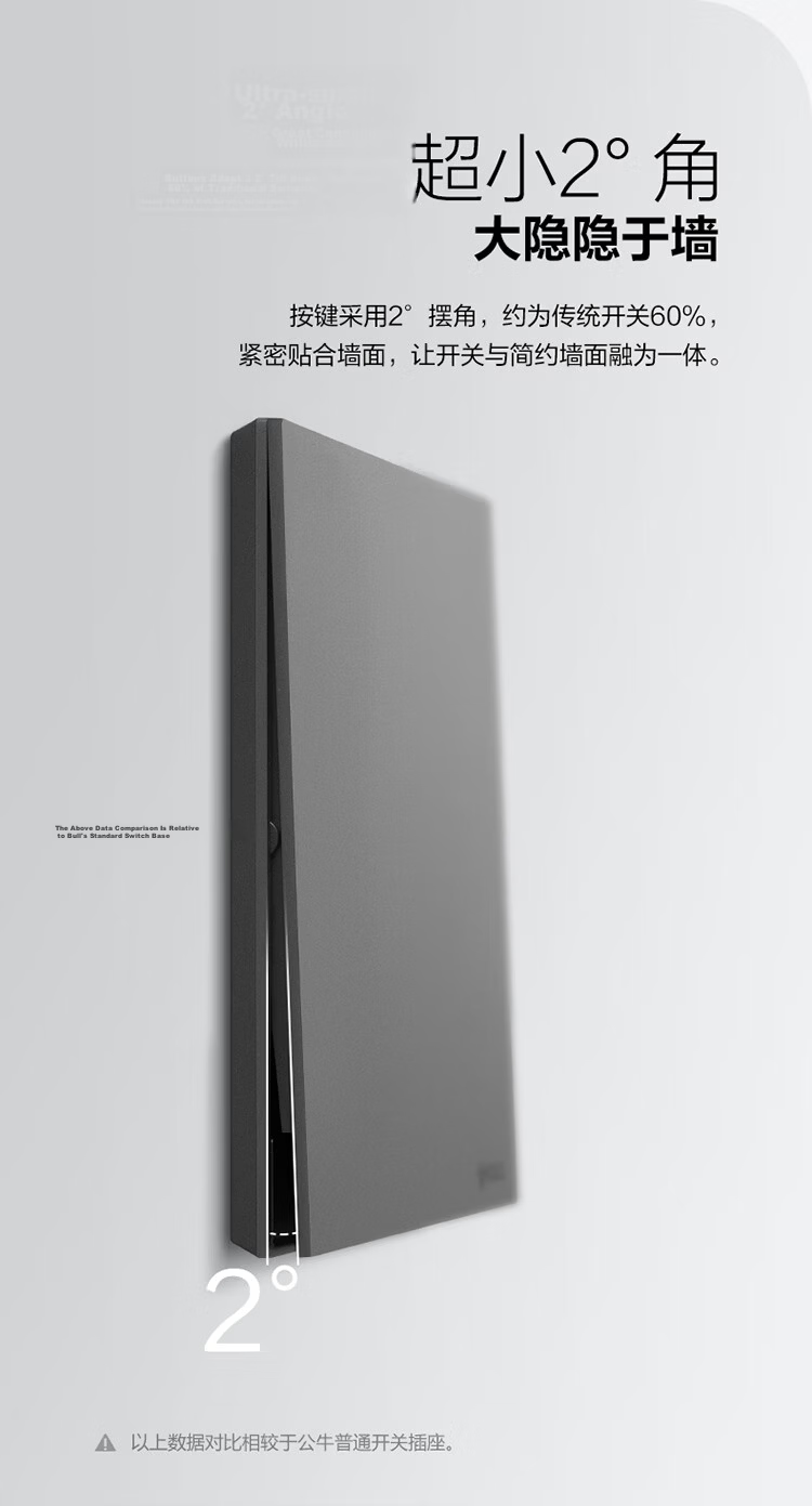 BULL Switch Socket Butterfly Ultra-thin Series 10A Angled Five-hole Socket G57Z223A Distant Mountain Gray Pack of 10 5
