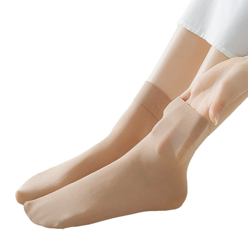 LangSha Silk Stockings for Women, Mid-Length Socks, Spring And Autumn Season, Medium-Thick Velvet Mid-Calf Socks, Black And Flesh Color, Thickened, Anti-Snagging, Wear-Resistant, Antibacterial Socks for Wome