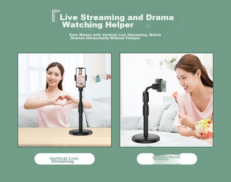 JOWOYE Phone Holder Multi-Functional Adjustable Desktop Stand for Live Streaming, Exams, Online Classes, Dormitory, Office, Compatible with Huawei, Apple, Honor 2