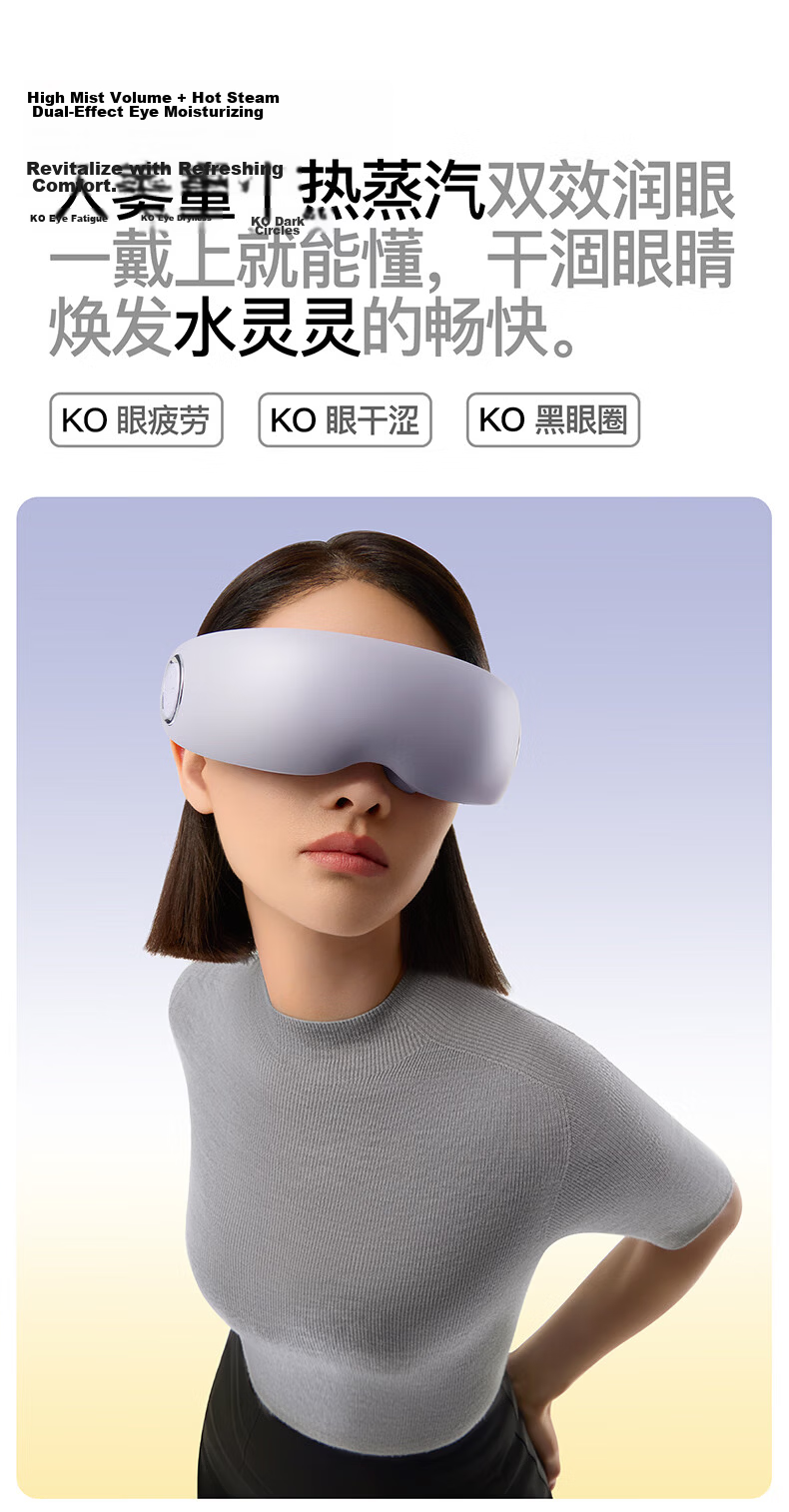 PGG Eye Massager E7 Steam Eye Mask Eye Care Device Hot Compress Eye Fatigue Relief Dry Eye Atomizer Christmas Gift for Girlfriend Birthday Men Gray National Subsidy 22