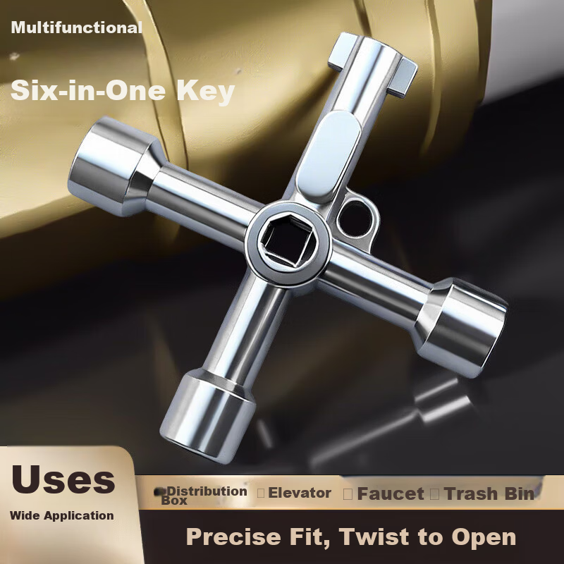 Chuke Multi-Functional Triangle Key Distribution Cabinet Cross Six-in-One Key Electric Box Faucet Valve Elevator Wrench