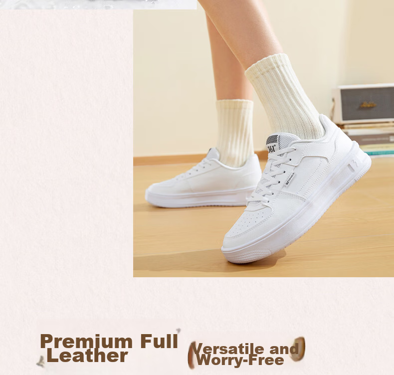 361° Qinghe 2 New Trendy Platform Leather Casual Sneakers Women's White Shoes 682636618-1 9