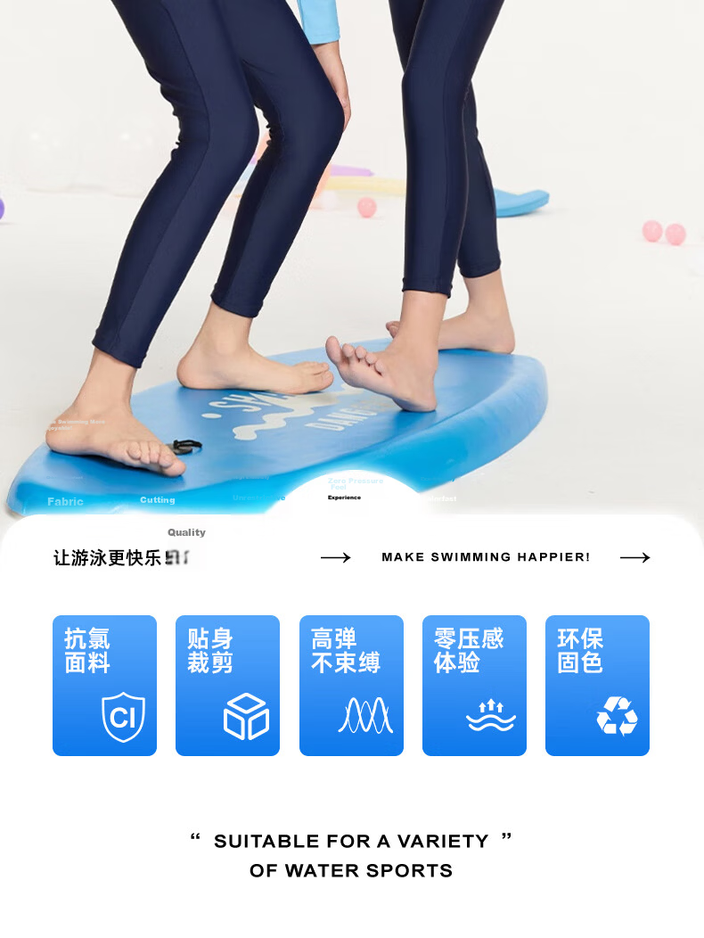 Anta Kids One-Piece Swimsuit New Long Sleeve Boys Girls Sun Protection Professional Training Swimwear for Girls Size 150 2