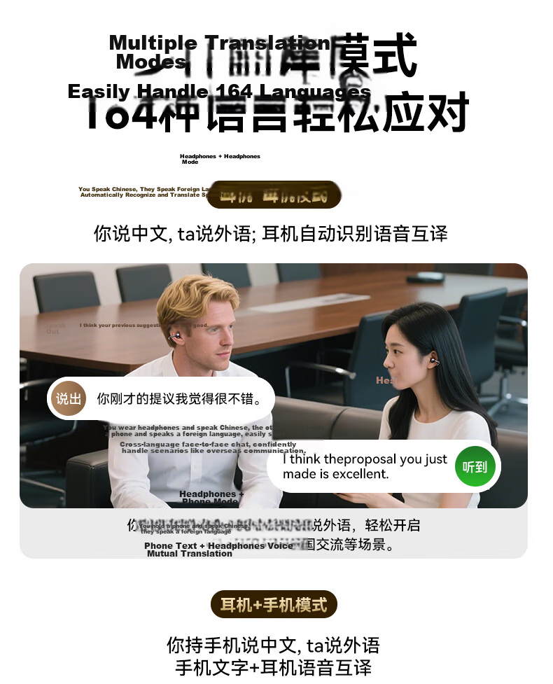 Jinyun [2026 Latest Model | Berlin Sound] Bluetooth Ear Clip Semi-In-Ear Dual Earphones 2-in-1 Ultra-Long Battery Life Comfortable for Long Wear AI Translation A30 31