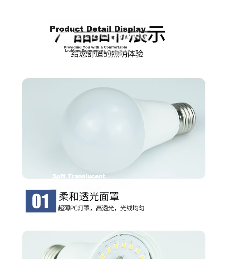 Jinggong LED Sound Control Sensor Bulb E27 Large Screw High Sensitivity Commercial Factory Voice and Light Control High Brightness Bulb 9W White Light 6