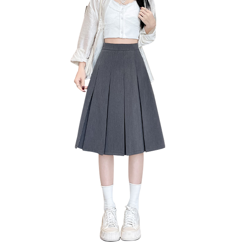 Xueqiman Women's Pleated Blazer Skirt 2026 Summer New High-Waist Slim A-Line Premium Versatile College Style Skirt