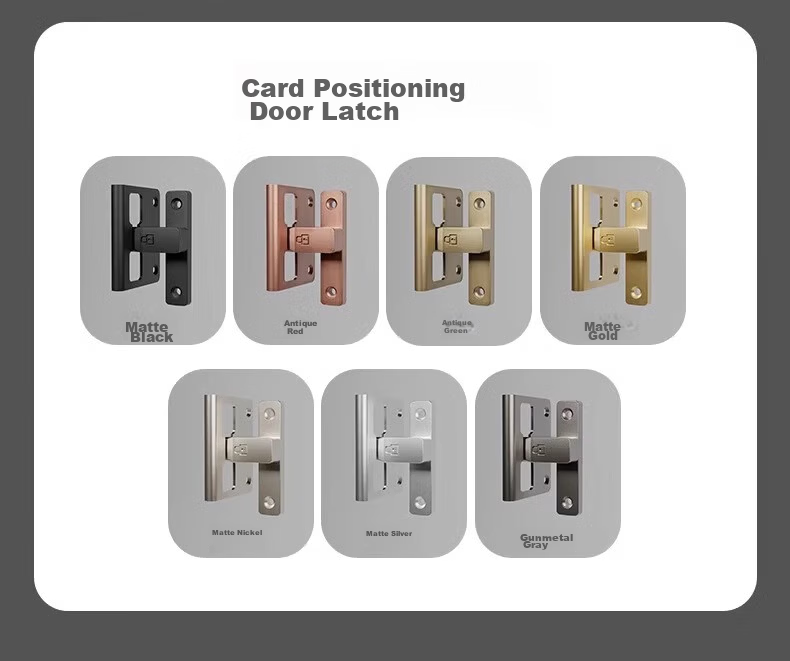 Qiansu Wheel No-Drill Positioning Bolt Door Latch Push-Pull Door Lock Indoor Vintage Clip Surface-Mounted Sliding Door Lock Night Glow Positioning Door Latch Matte Black 90°180° Universal 11