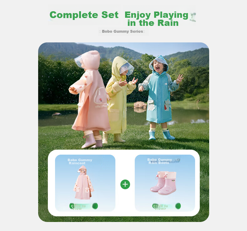 Kocotree KK Tree Kids Raincoat Baby Boys Girls Elementary School Children Split Cape Rain Poncho Kindergarten Rain Gear 5
