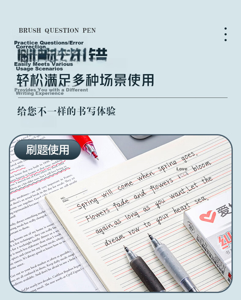 AIHAO 0.5mm Retractable Gel Pen, Quick-Dry Carbon Fiber Tip, Black Ink, Student Exam Use, Pack of 6 D4890 7