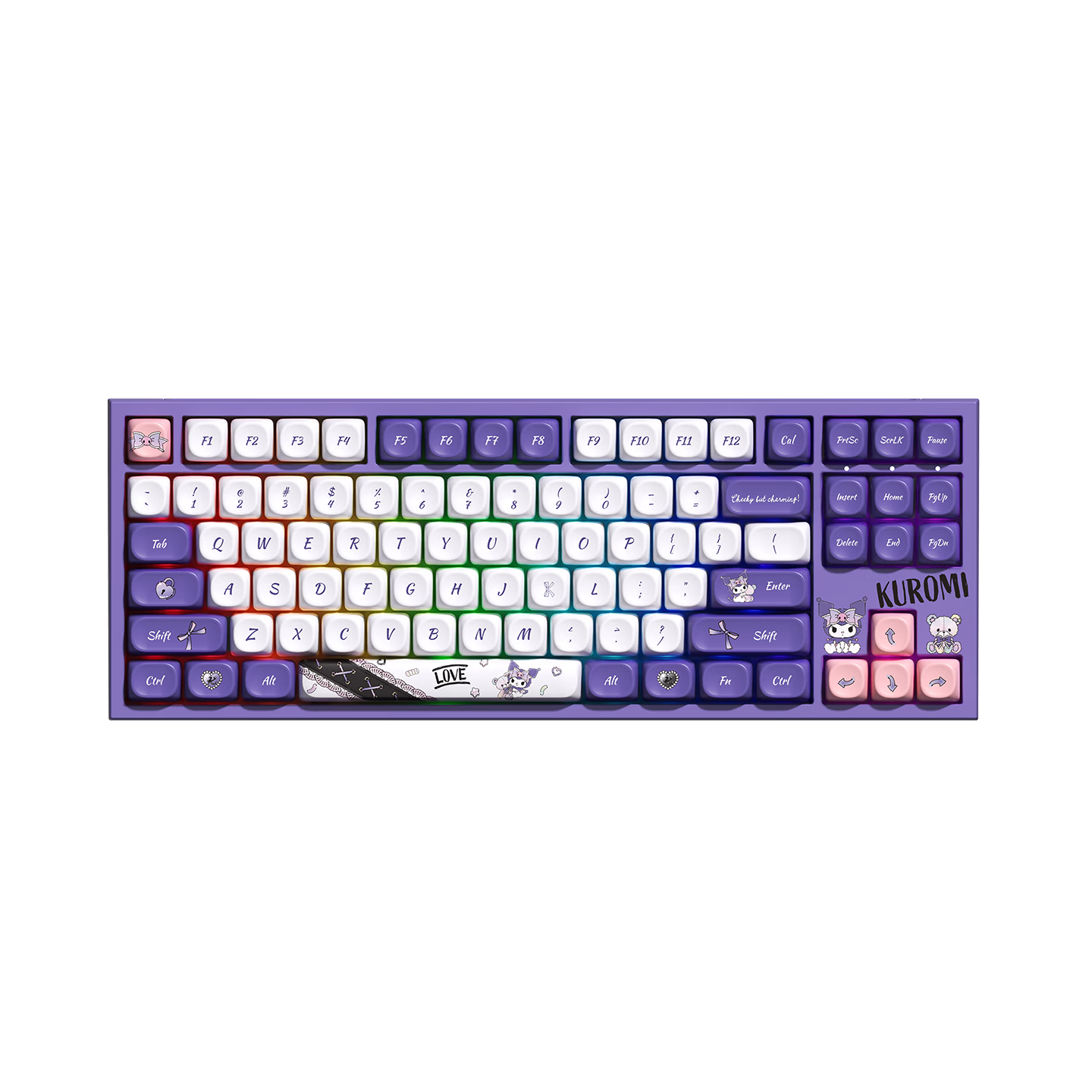 AKKO 5087 V5 Kuromi Bluetooth Wireless Mechanical Keyboard Wired Tri-mode Female High Aesthetic Office Gaming Gasket Structure 88 Keys