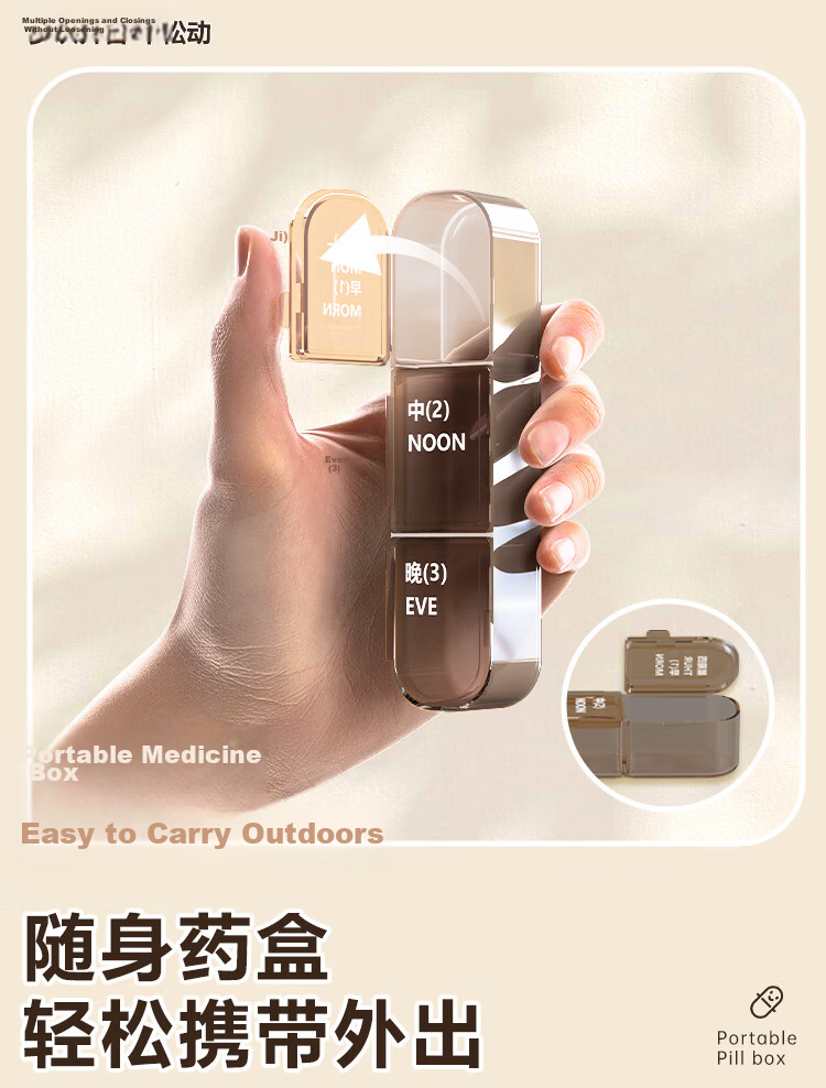 Miaoxinsi Portable Lightproof Weekly Pill Organizer Large Capacity Medicine Dispenser for Elderly 6