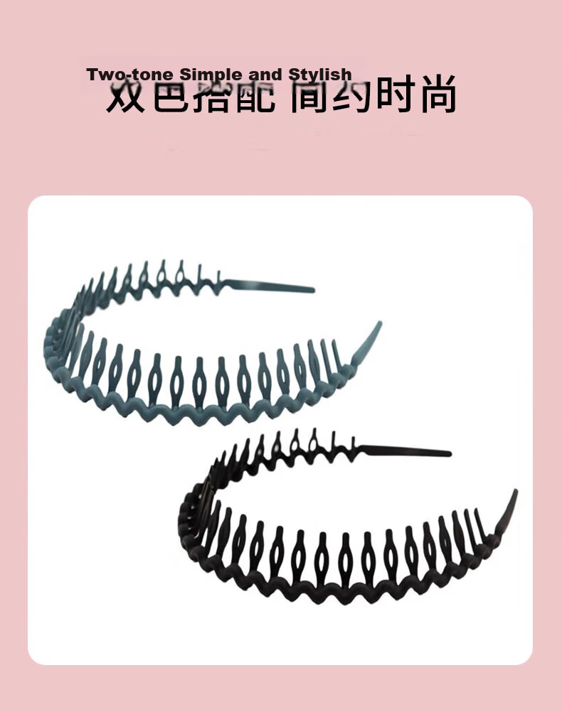 UPLUS Foldable Hairbands 2pcs Women Face Washing Hairbands with Teeth Anti-Slip Hairbands for Bangs Hair Clips 5