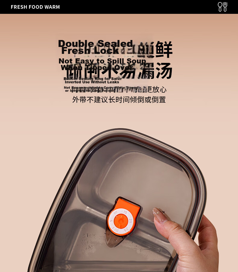 Ymer 316L Stainless Steel Insulated Lunch Box Microwave Safe Office Canteen Compartment Bento Box 18