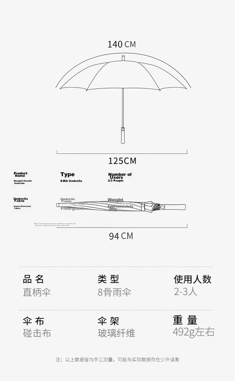 Meebordi Oversized Long Handle Umbrella 8 Ribs Double Person Men's Business Semi-Automatic Golf Red Umbrella Customizable 17