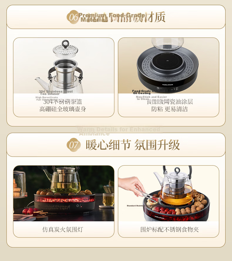 Morphyrichards Full Glass Health Pot Multifunctional Electric Ceramic Stove Tea Maker 360° Circular Roasting MR6096 Gray 2