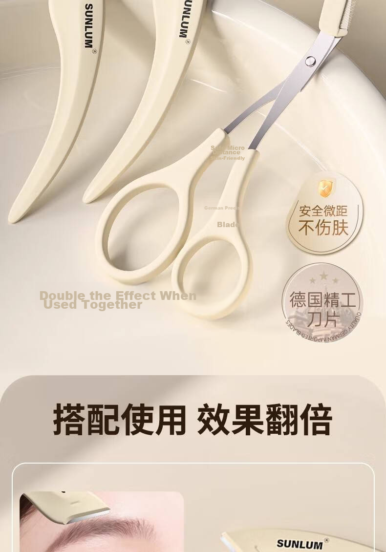 Mukong Crescent Eyebrow Razor Women's Safety Eyebrow Shaping Scissors Kit Professional Salon Use Men's Beginner 4