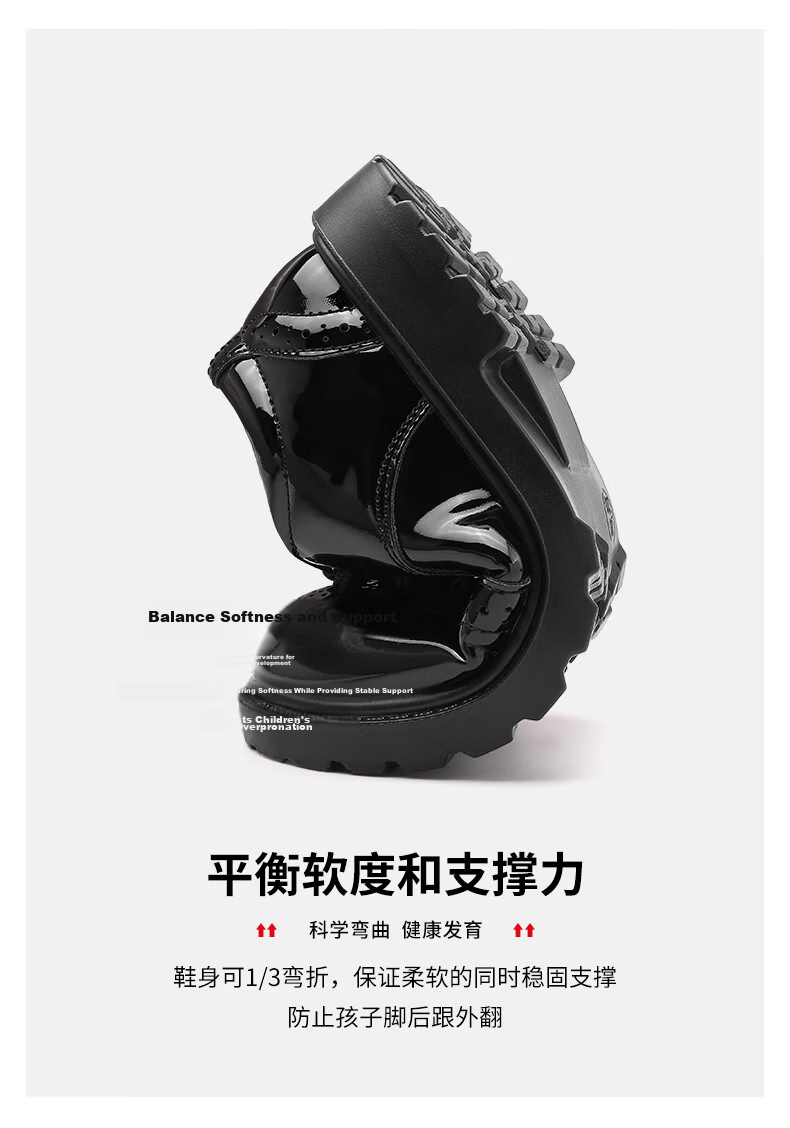 Aokang Boys Soft Sole Non-Slip Leather Shoes Summer New Black British Style Student Children Large Kids Single Shoes 9