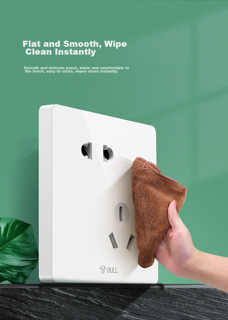 BULL Switch Socket, G12 Series, 10A Five-Hole Socket, 86-Type Socket Panel, G12Z223S, Ivory White 8