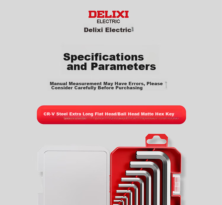 Delixi Electric Hex Key Wrench Set Hardware Repair Tools Hex Screwdriver (CR-V Medium Long 9-Piece Set) 19