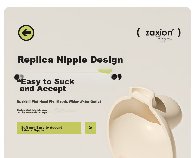 Zaxion Little Elephant Training Cup Duckbill Spout Rock Gray Green PPSU Training Cup Anti-Choke Baby Cup Straw Cup for Children 6 Months+ 10