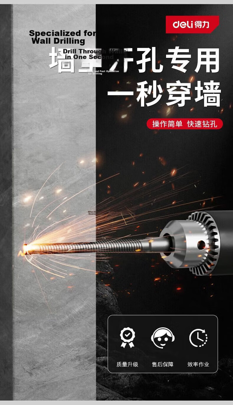 Deli Electric Hammer Impact Drill Bit for Drilling, Slotting in Cement Concrete, Cross Square Shank [14*200mm] 3