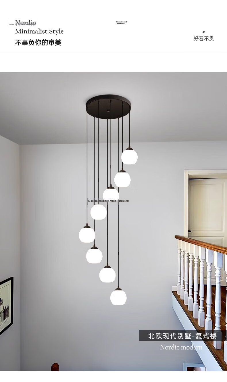 AOC Modern Minimalist Villa Loft Staircase Pendant Light Multi-level Spiral Staircase Long Chandelier 3