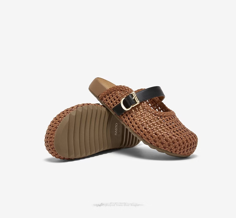 BASTO Woven Hollow Breathable Platform Birkenstock Style Women's Slippers D5116BH6 21