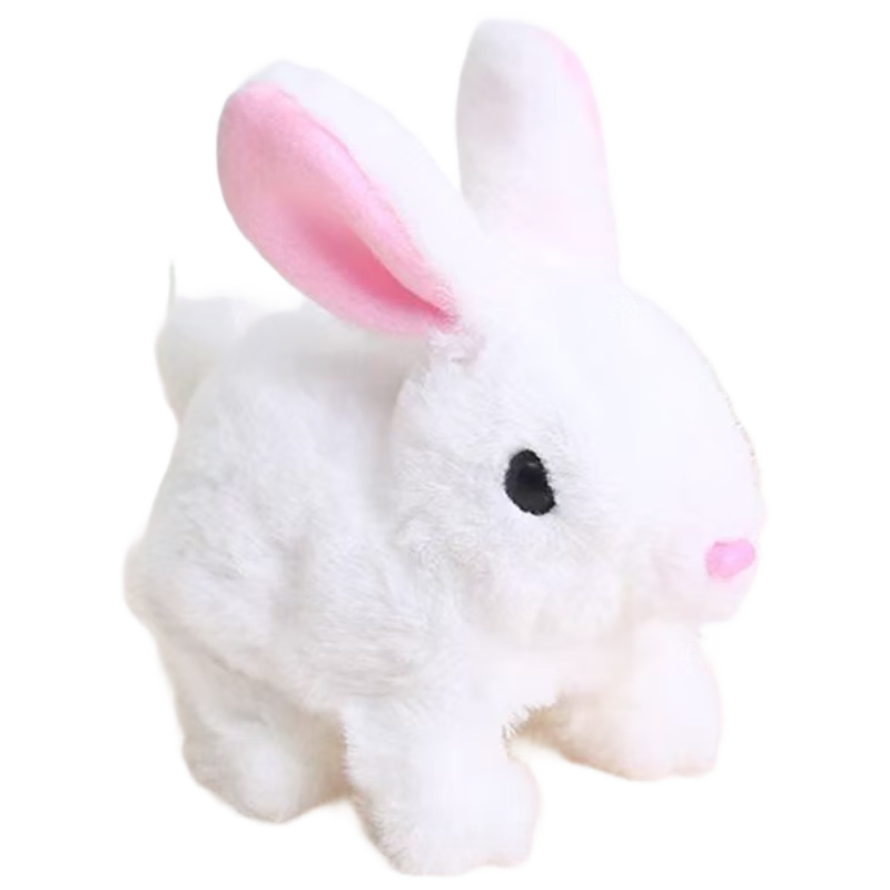 Honey Joy Realistic Plush Walking and Talking Electric Pet Rabbit White Toy Gift for Kids