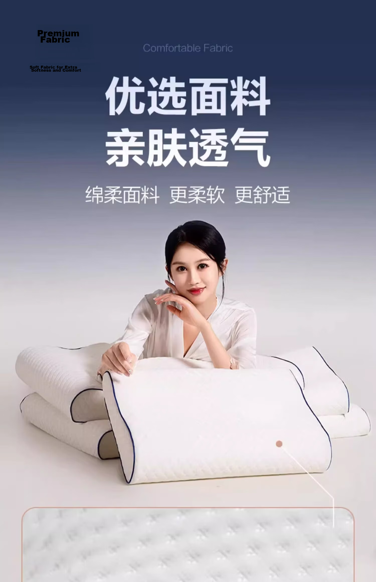 J.Sir Memory Foam Pillow Neck Support Cervical Spine Pillow Deep Sleep Removable Washable Core 6