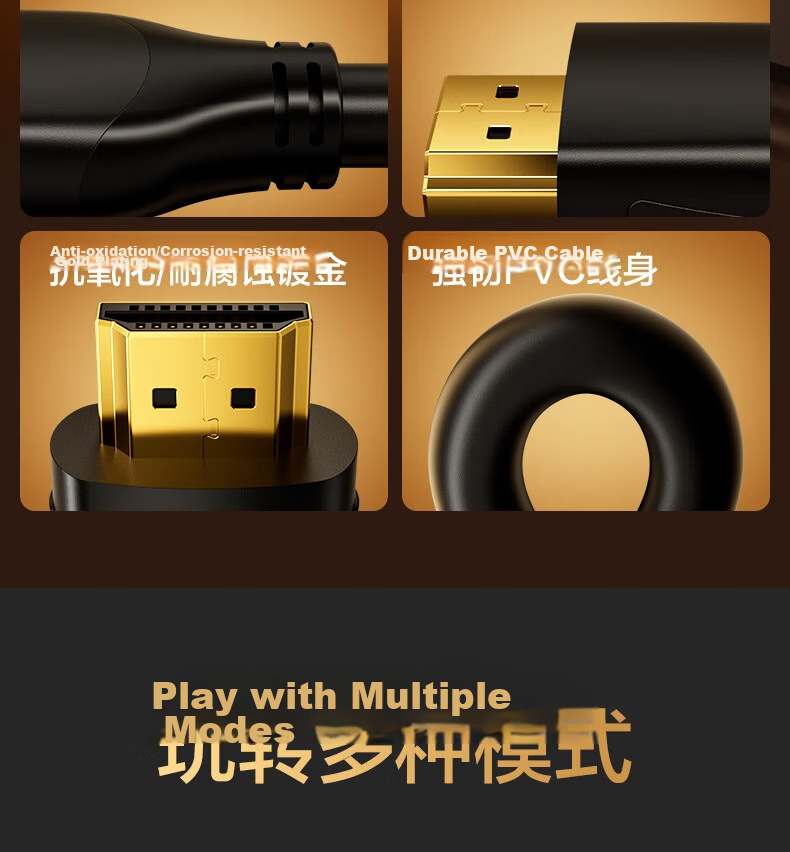 Deli HDMI Cable 2.1 Version 2m 8K60Hz 4K240Hz High-Definition Video Cable Compatible with HDMI 2.0 Laptop TV Monitor Projector AJ21H-20 27