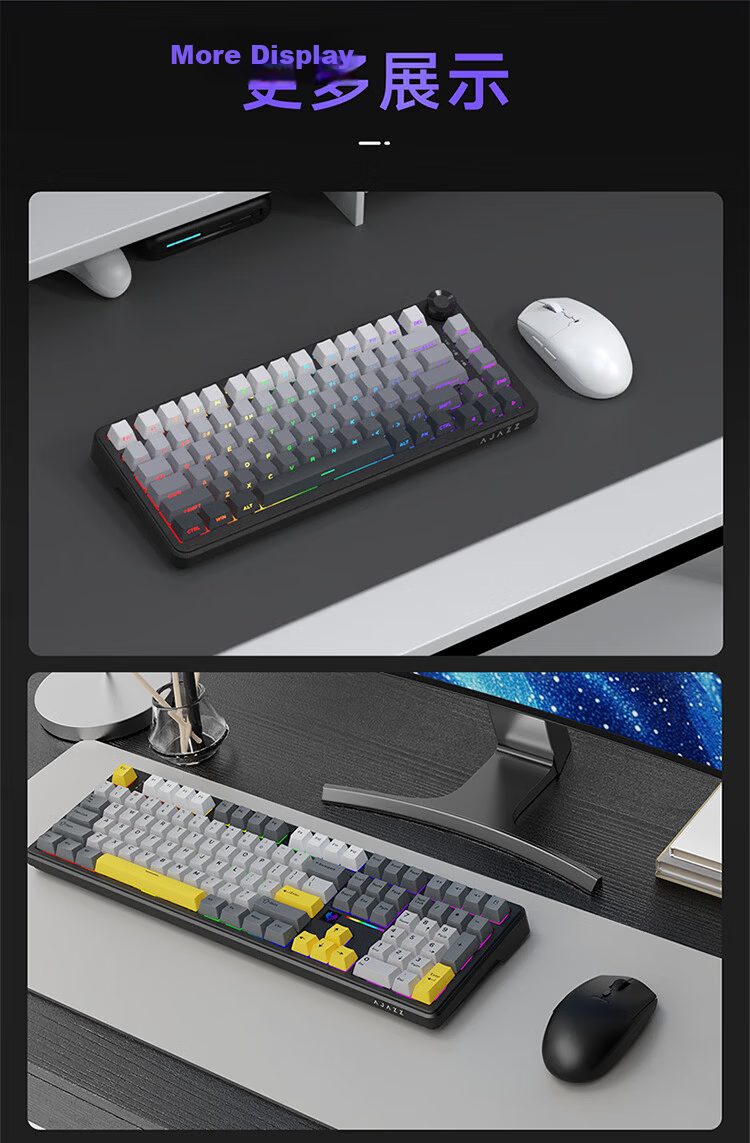 AJAZZ NJ11 Tri-Mode Gaming Mouse Wired/2.4G/Bluetooth Wireless Lightweight Design White MC 11