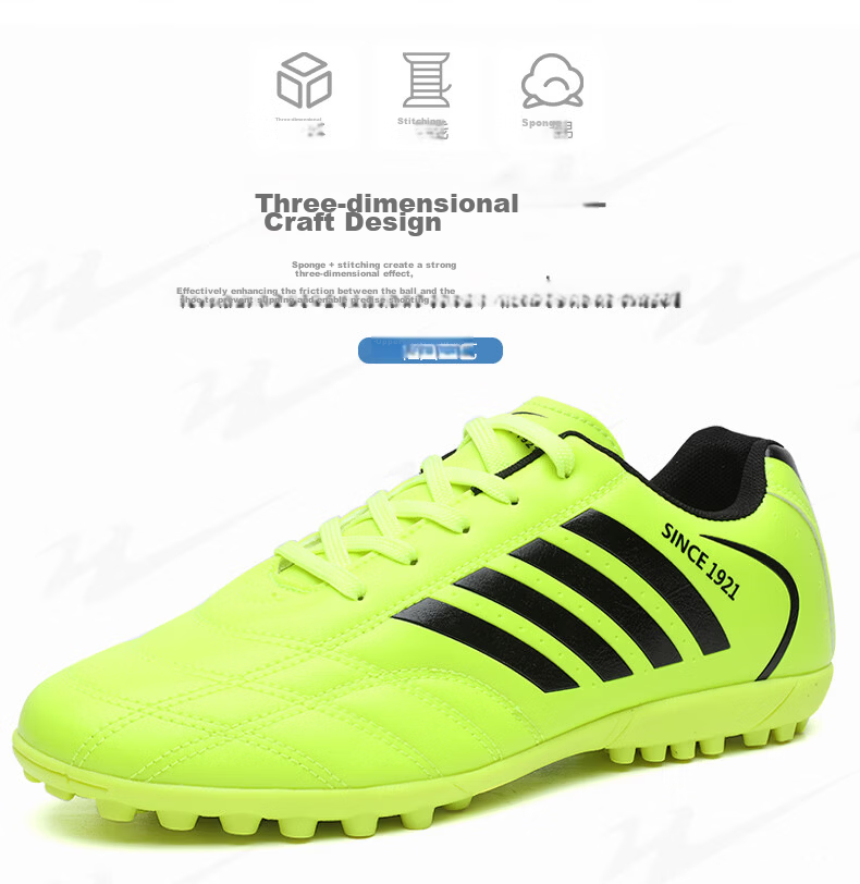 Shuangxing Men's Football Shoes Professional Adult Durable Lightweight Comfortable TF Soccer Cleats White Platinum 41 3