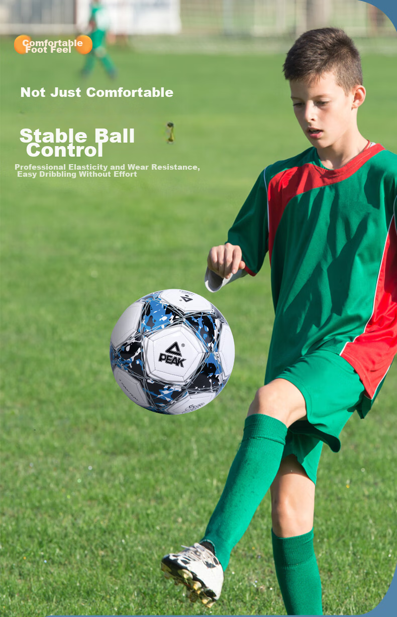 Peak Soccer Ball Size 4 for Children and Adults Standard World Cup Training Youth Primary School Kindergarten Black 5