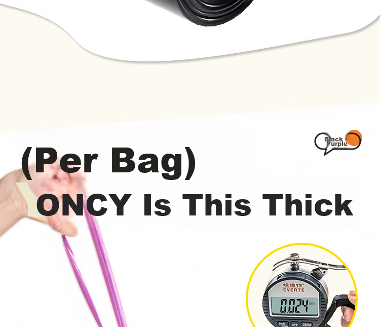 Bendi Black Drawstring Trash Bags 45x50cm 80pcs Double-Sided 2.4 Mil Thickened Tear-Resistant Household Carry Handle 7