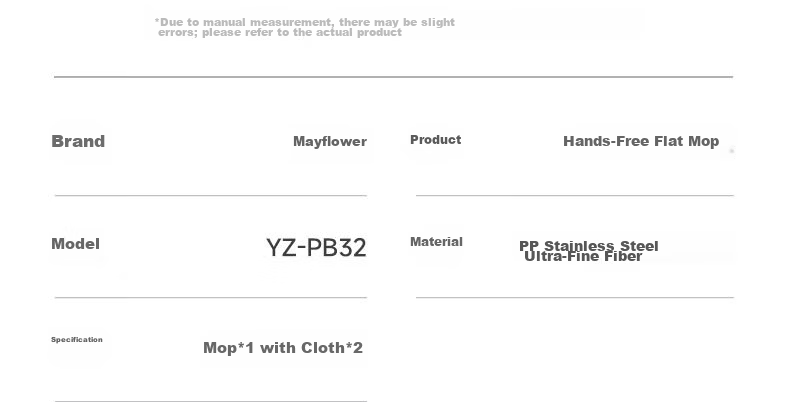 Mayflower Flat Mop 42CM with 138CM Handle, 2 Cloths, Built-in Water Scraper, Hands-Free Wash, Dual Wet and Dry Use 24