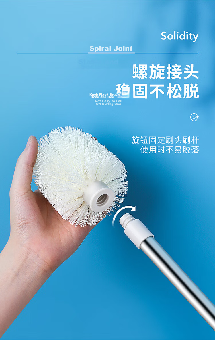 LYNN Antibacterial Toilet Brush with Extended Handle, Round Head, No Dead Angle, Smart Toilet Cleaning Kit 8