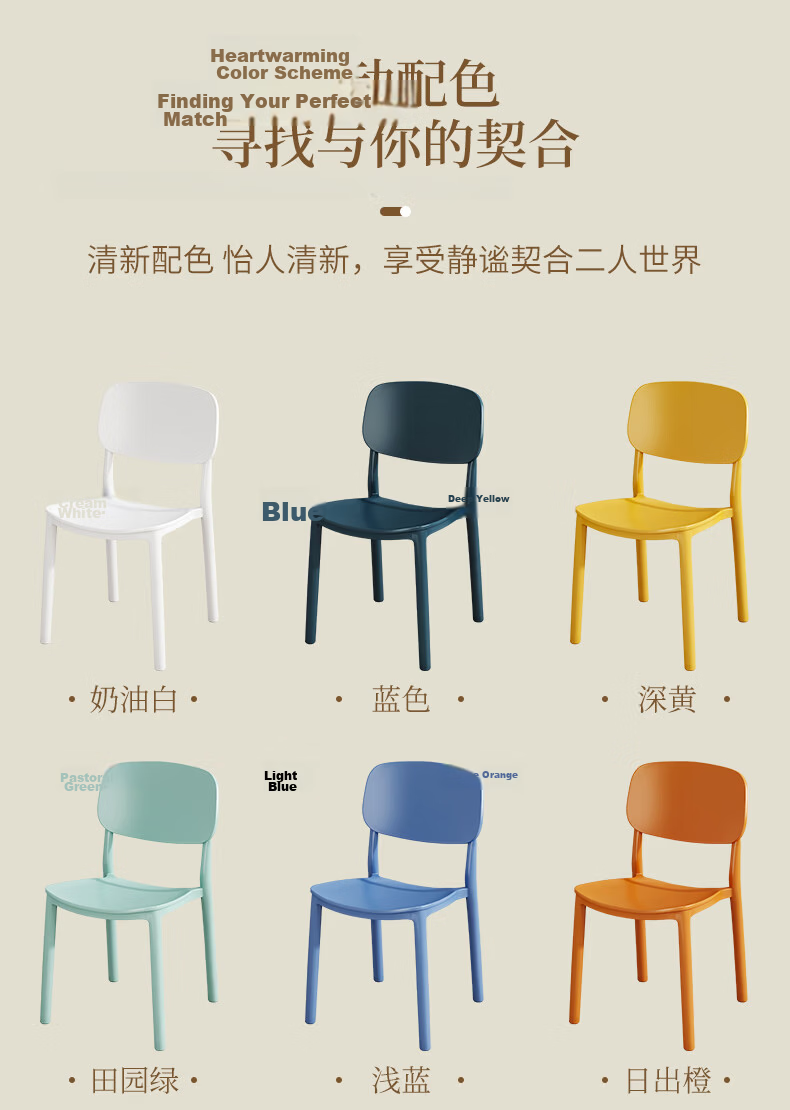 Chibilun Dining Chair Leisure Back Plastic Stool Office Chair Home Desk Chair Study Makeup Chair Computer Chair Set of 2 15