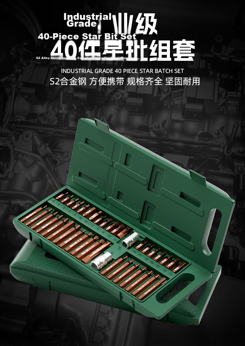 Wolffan 40-Piece Hex Key Wrench Set Ratchet Socket Star Screwdriver Combination Spline Bit Automotive Seat Removal Tool 1