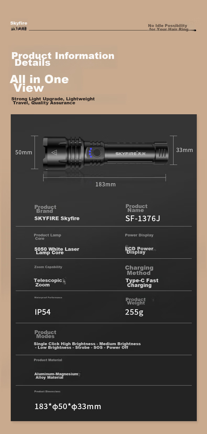 Tianhuo Flashlight High Brightness Ultra-Long Battery Life 200000 Lumens Military Mountaineering Small Portable Home Use Rechargeable 12