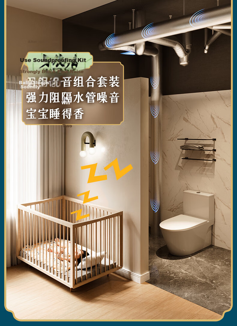 Jiandao Soundproof Cotton Wrap for Drain Pipes 110 Type Bathroom Toilet Drainage Pipe Noise Reduction Cotton 5