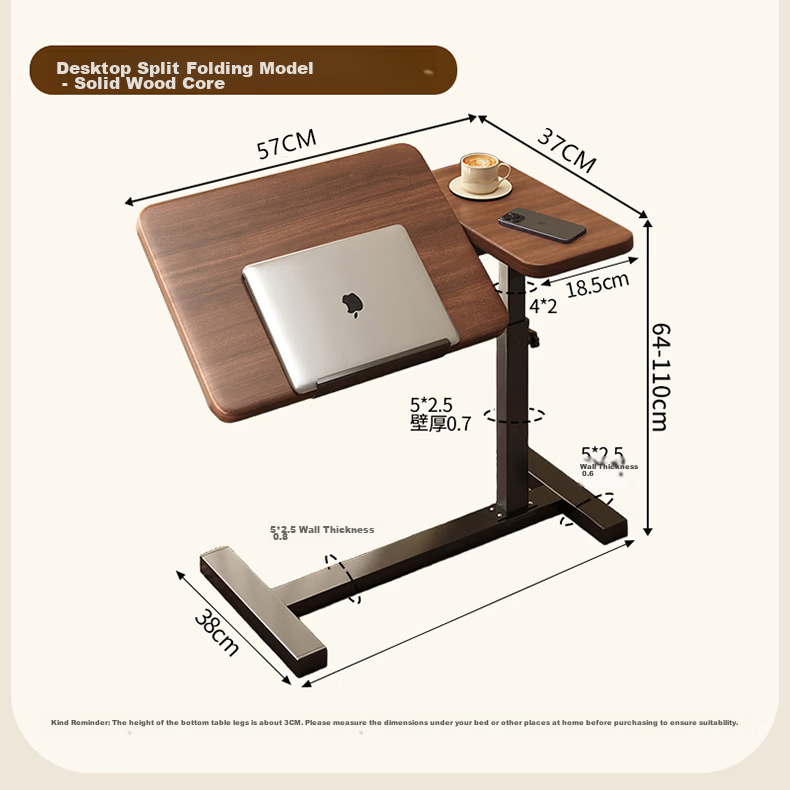 Quanpinwu Adjustable Bedside Table Computer Desk Mobile Foldable Study Writing Desk for Home Bedroom Living Room Sofa 23