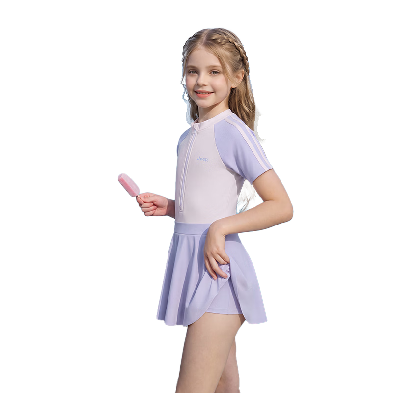 JEEP Girls' Kids One-Piece Skirted Swimsuit Quick-Dry Sun Protection Swimwear Cherry Blossom Pink Size 120