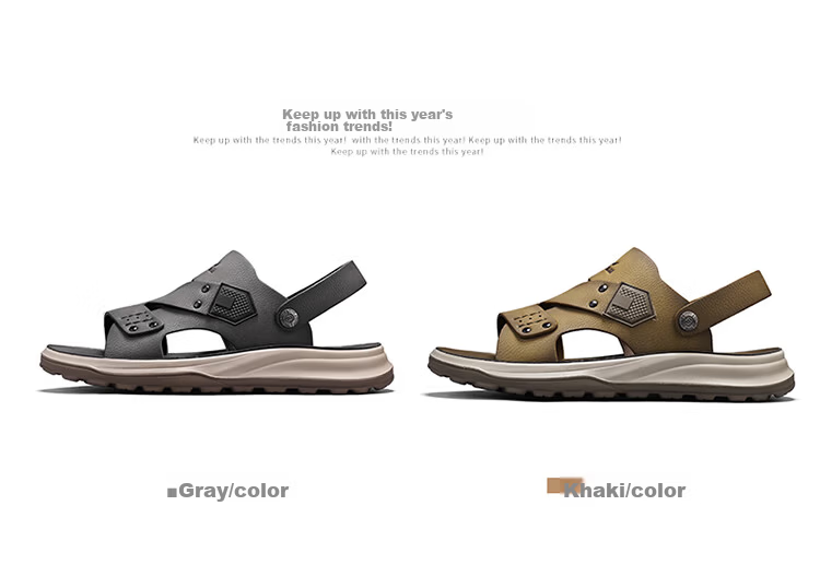 Bull Family Men's Leather Sandals Summer New Soft Sole Comfortable Dual-Purpose Outdoor Casual Beach Shoes 8