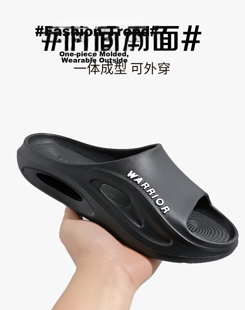 Huili Men's Slippers for Home And Outdoor Wear, All Seasons Non-Slip Beach Sandals, HL02331 White And Black, Size 42-43 5