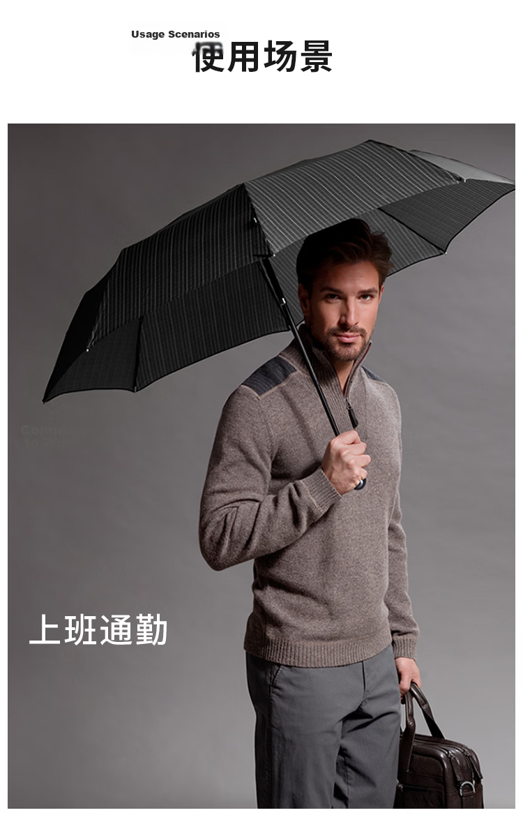 Knirps Fully Automatic Ultra-Light Three-Fold Portable Business Umbrella for Men and Women Gift Phantom Black 17