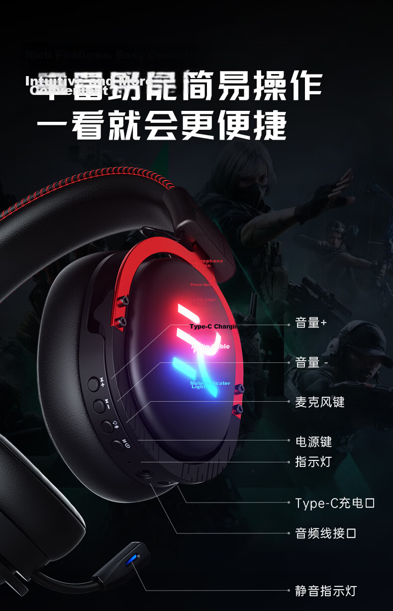 Jinyun [Tournament Exclusive | Champion Model] Gaming Headset Over-Ear Bluetooth 7.1 Four-Mode Surround FPS Delta Sound Positioning Laptop Microphone GX01 10