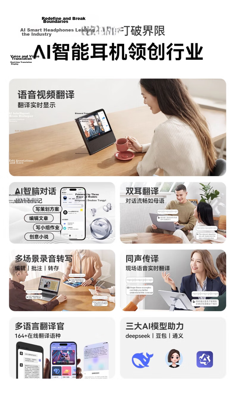 Jinyun [2026 Latest Model | Berlin Sound] Bluetooth Ear Clip Semi-In-Ear Dual Earphones 2-in-1 Ultra-Long Battery Life Comfortable for Long Wear AI Translation A30 30