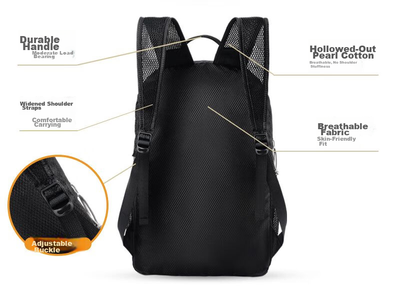 361° Foldable Backpack Women's Ultra-Light Large Capacity Lightweight Water-Resistant Outdoor Hiking Bag Men's Travel Backpack 12