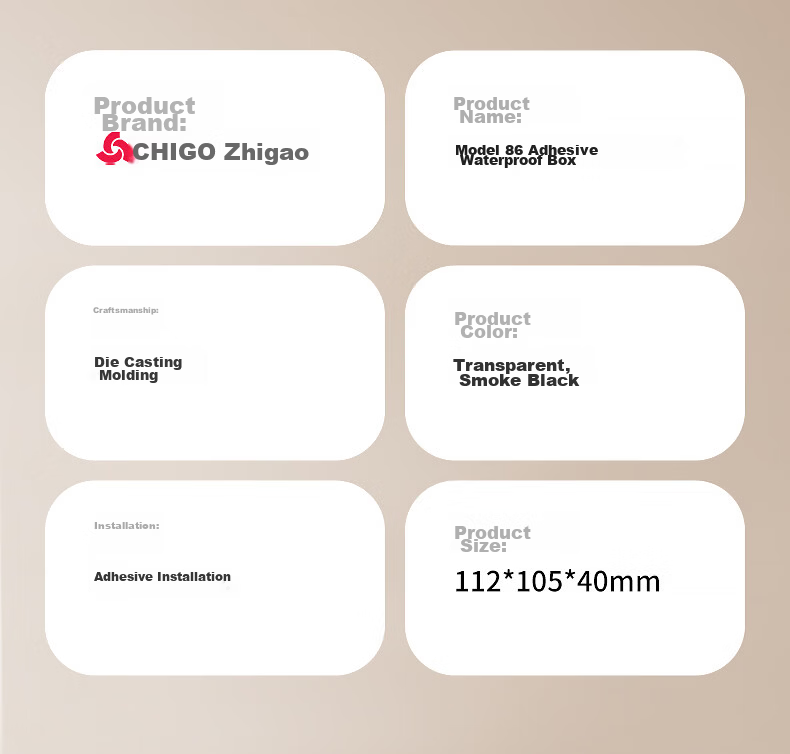 CHIGO Waterproof Socket Box 86 Type Adhesive Waterproof Box for Bathroom Kitchen One-Gang Enlarged Waterproof Box 26